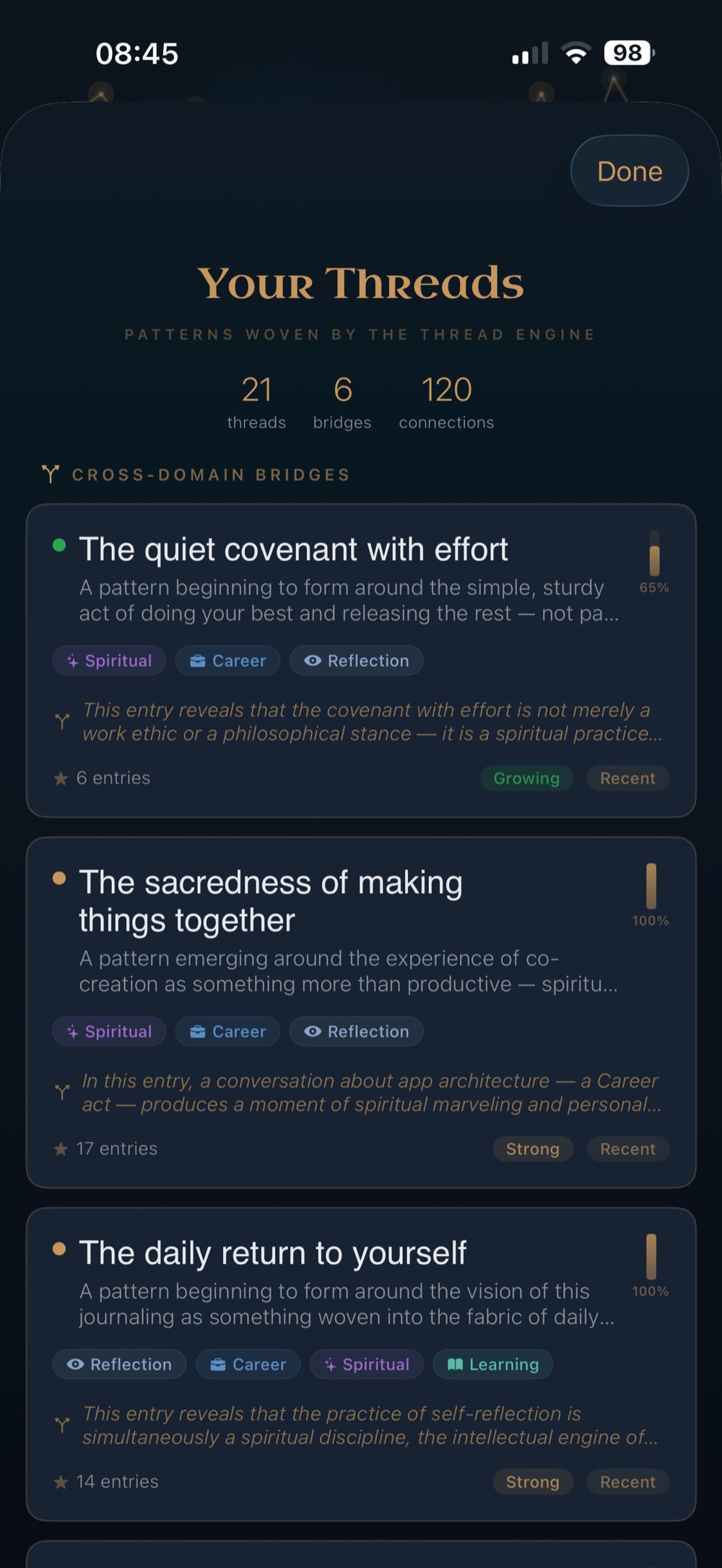 Thread Engine discovering life patterns